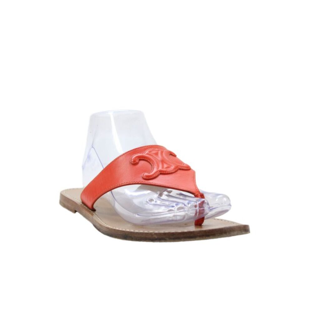 Celine Womens Leather Slide On Thong Sandals Orange Size 38.5 8.5